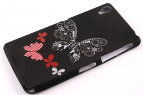 Силиконов гръб ТПУ за Sony Xperia Z2 D6503 черен със сива пеперуда
